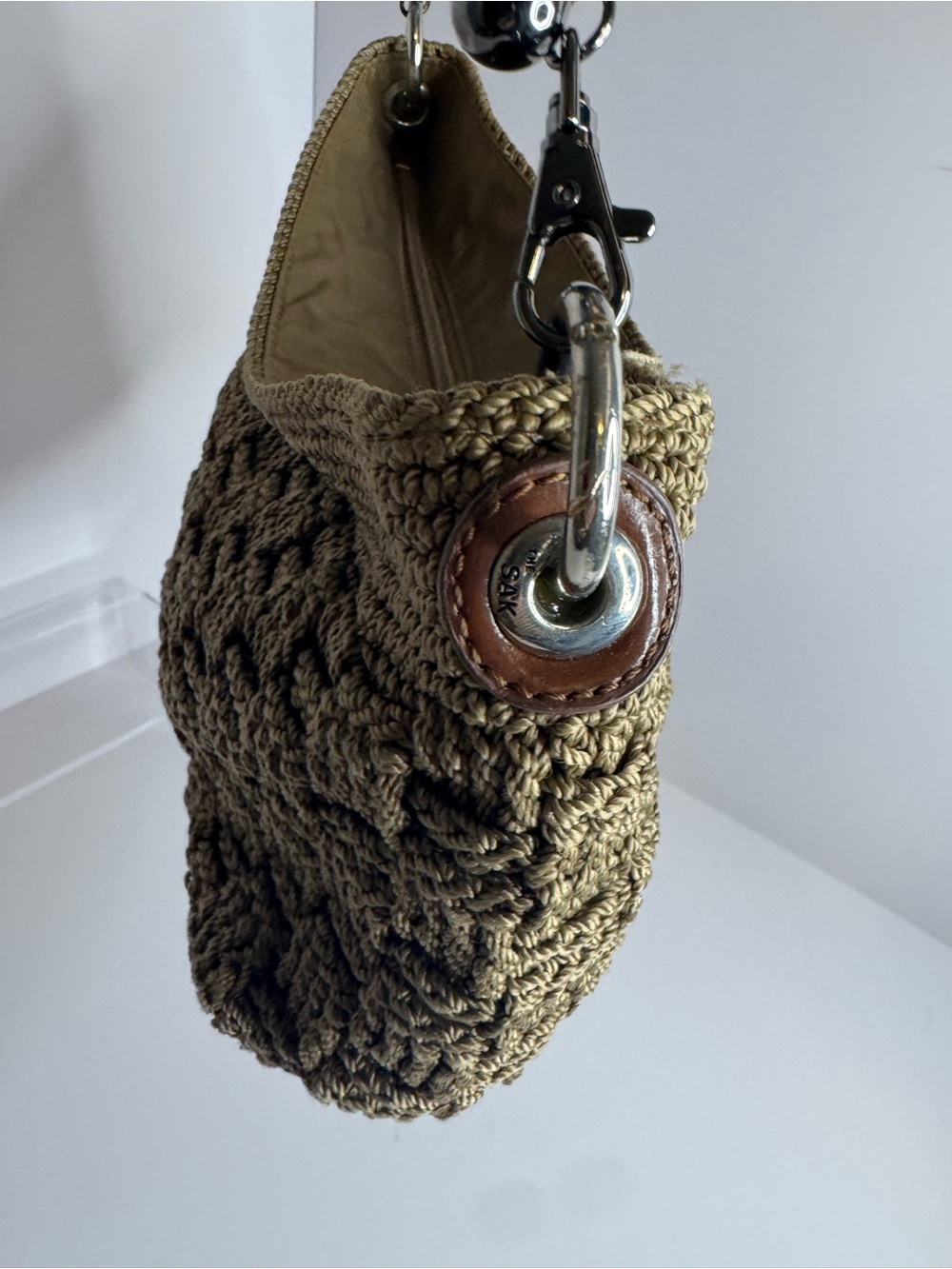 #318 The Sak Crocheted Brown Satchel Shoulder Bag - Picture 7 of 13